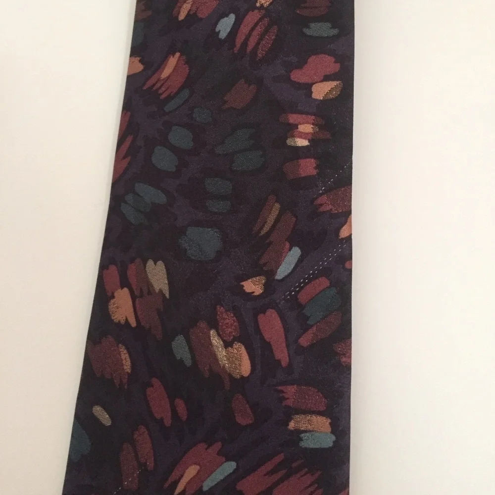 Vintage Oscar De La Renta Purple‎ Abstract Art Neck Tie